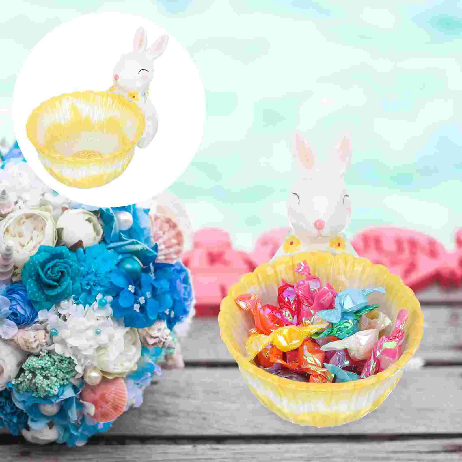 

Trinket Dish Home Décor Breakfast Bowl Serving Bowl Desktop Decor Rabbit Basket Statue Easter Candy Bowl Easter Appetizer Plates