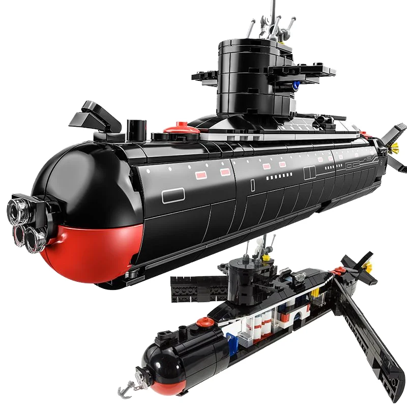 

Military 094 Submarine Army Building Blocks Navy Strategic Warship Nuclear Model Weapon Ship Bricks Christmas Toy for Boys Gift