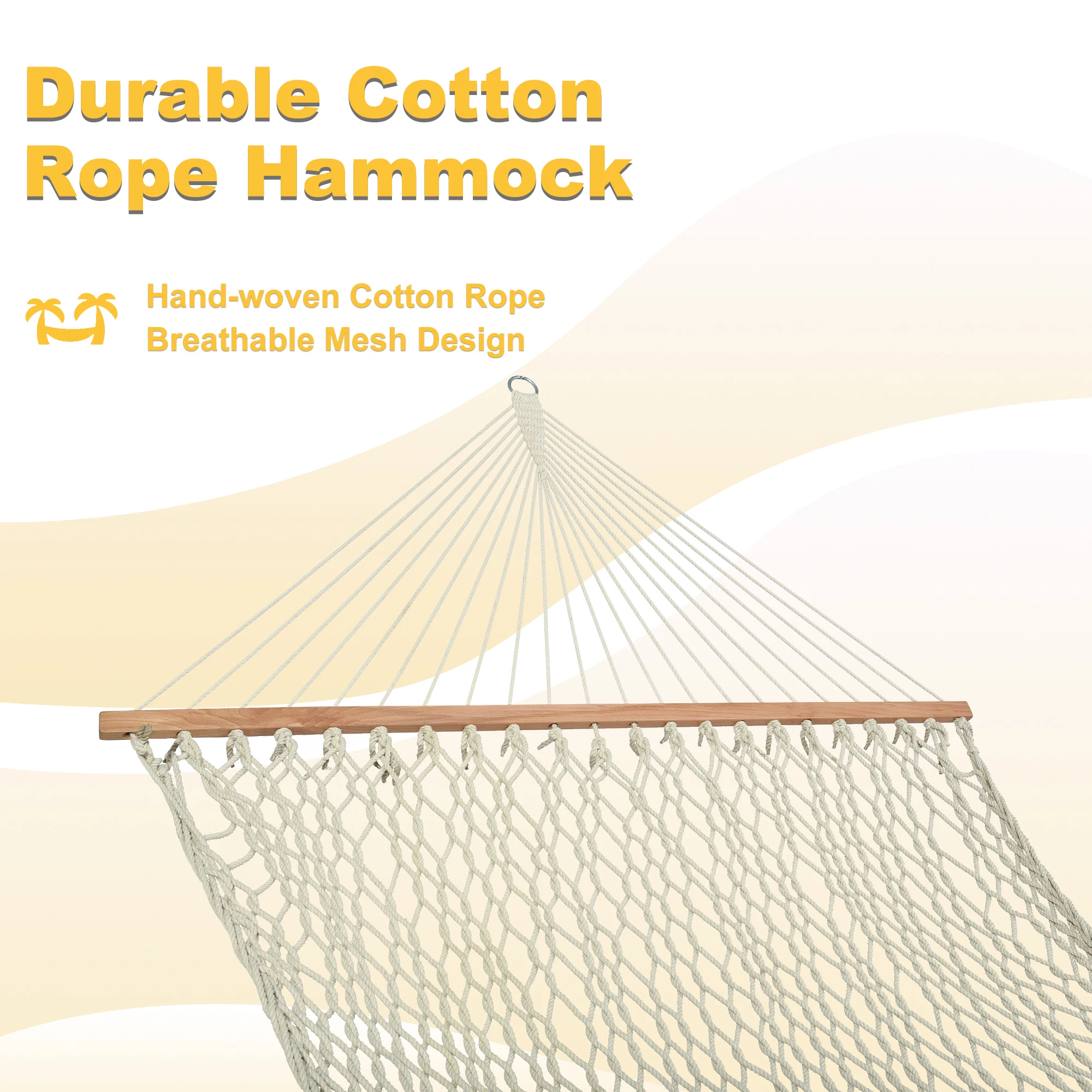 Гамак из хлопкового шнура ручной работы 13 футов с перекладинами крючками и