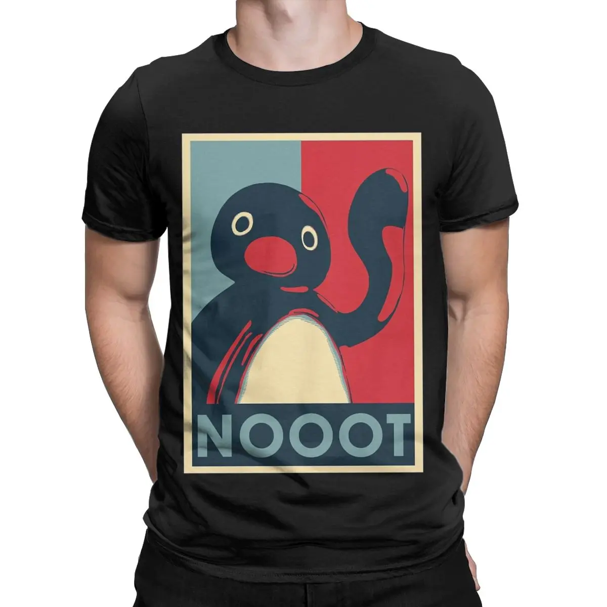 Футболка NOOOT Pingu мужская с принтом тенниска из чистого хлопка круглым вырезом и