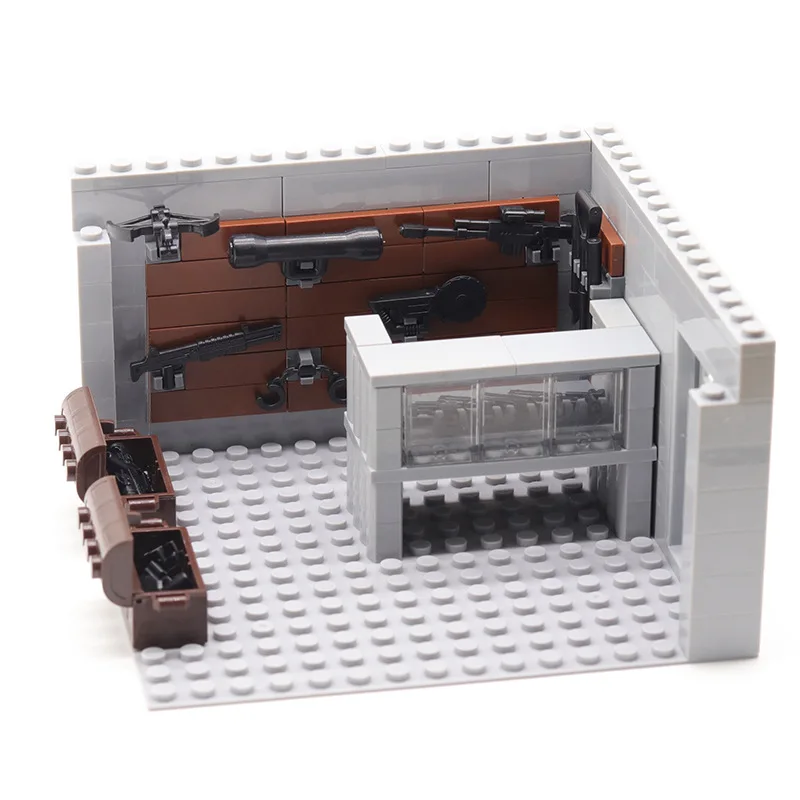 

WW2 MOC City Military Warfare Weapons Firearms Shop Scene Building Blocks Rifle RPG Mini Toys PUBG Birthday Gift For Boys