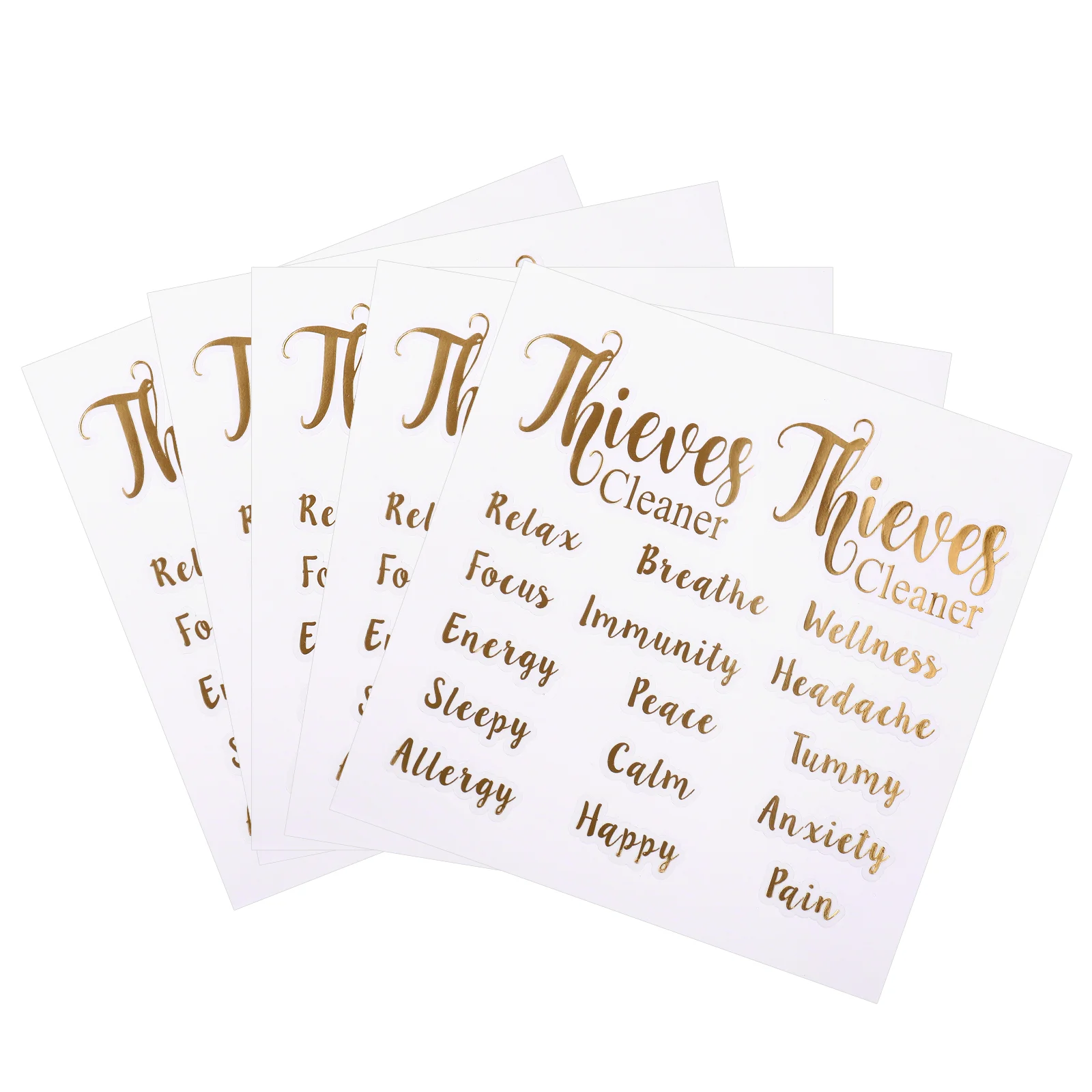 

5 Sheets Roller Bottle Label Sticker Bottle Stickers Golden Letter Stickers Essential Oil Bottle Labels