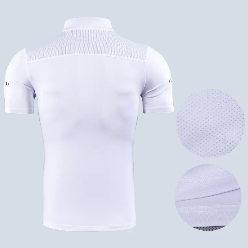 Summer High-neck Half-zip Fitness Clothes Men's Quick-drying Short-sleeved Sports T-shirt Quick-drying Running Sweatshirt