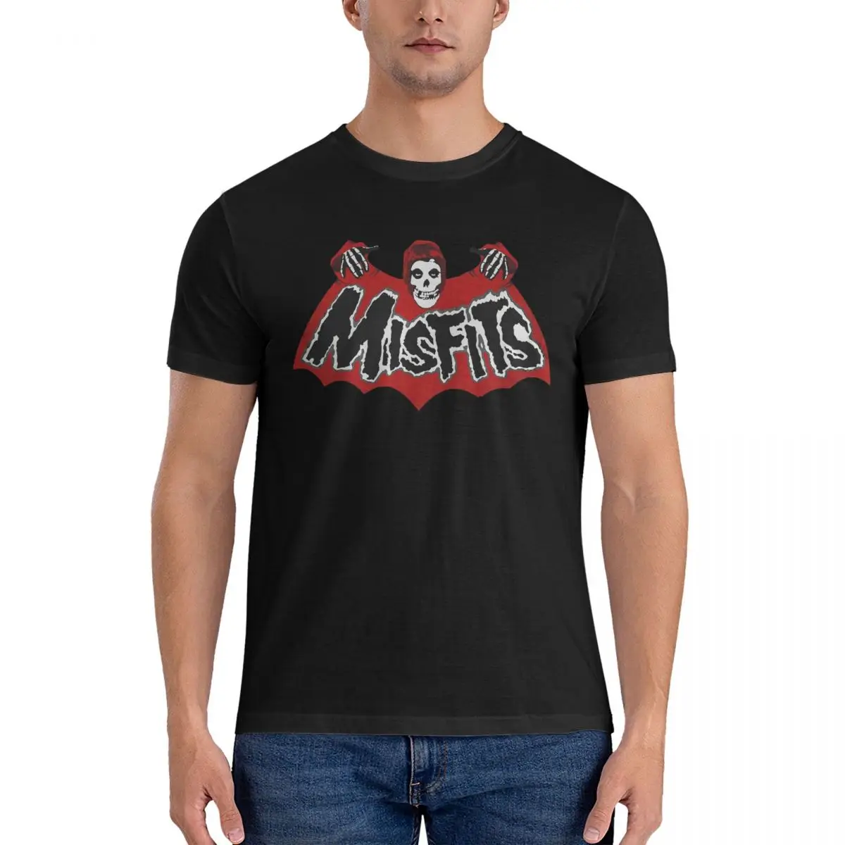 Bat Skull Misfits Mesh T-Shirt for Men Cotton Oversized T Shirts Men's Tees Short O-Neck Summer Clothes Tops S-6XL