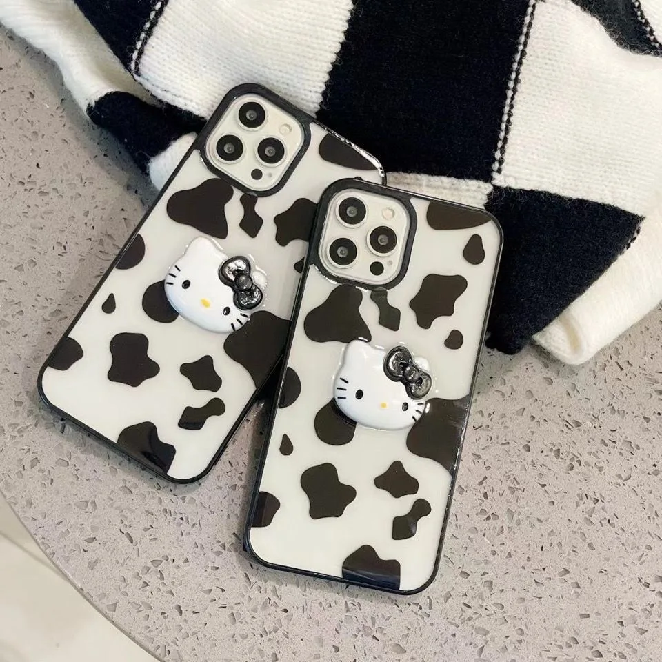 

Hello Kitty cartoon cow transparent phone case For iPhone 13 13 Pro 13 Promax 12 12 Pro Max 11 Pro X XS MAX XR 7 8 Plus case