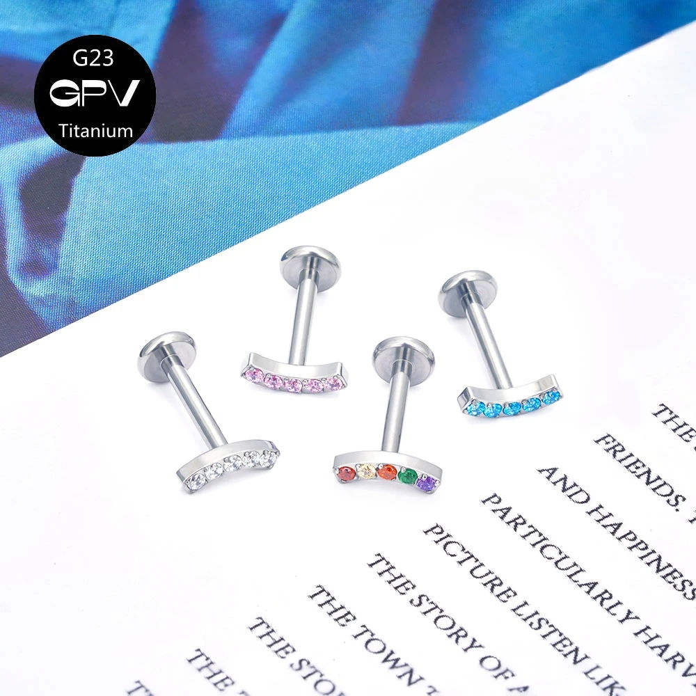 

1PCS ASTM-F136 G23 Titanium Tragus Piercings Labret Stud Lip Rings Helix Piercing Ear Oreja Cartilage Earring 16G Body Jewelry