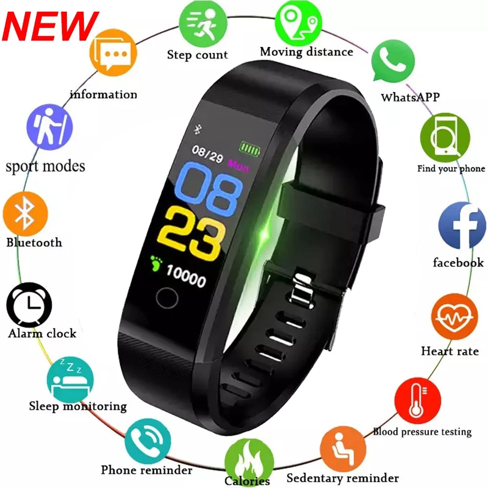 For Xiaomi Huawei 115 Plus Smart Watch Men Women Fitness Tracker Heart Rate Blood Pressure Monitor Sport Waterproof Smartwatch