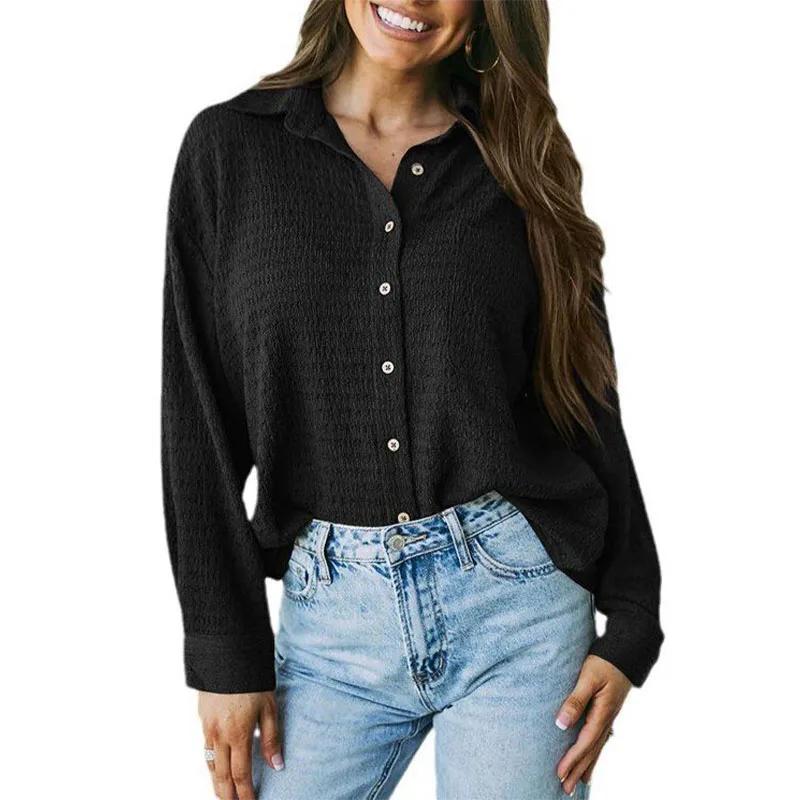 

Однотонные повседневные свободные рубашки для женщин 2023 женские рубашки и блузки большого размера с длинным рукавом модный элегантный Молодежный женский топ