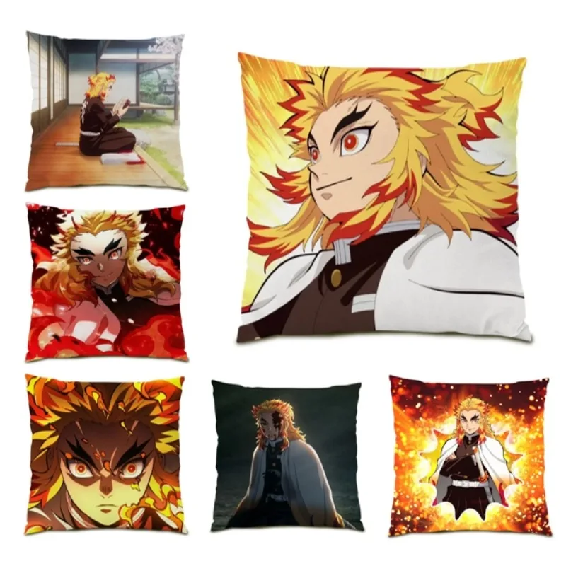 

Anime Pillowcase Demon Slayer Rengoku Kyoujurou Cushion Cover Cartoon Pillow Cover Home Decor for Anime Fans Bedroom DF1634