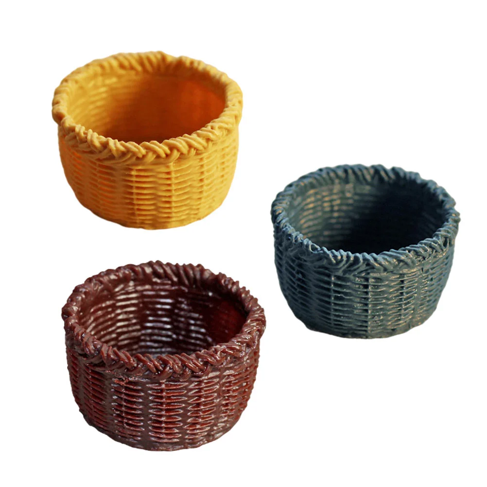 

Basket Mini Small Miniature Ornament Modelflower Baskets Woven Resin Crafts Christmas Props Craft Storagebag Photography Fillers
