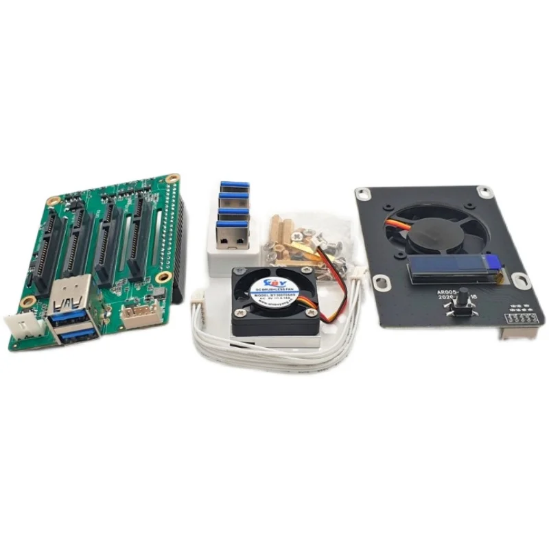 

QUAD SATA HAT extended version and fan for Raspberry Pi 4 Raspberry Pi 3/3b+