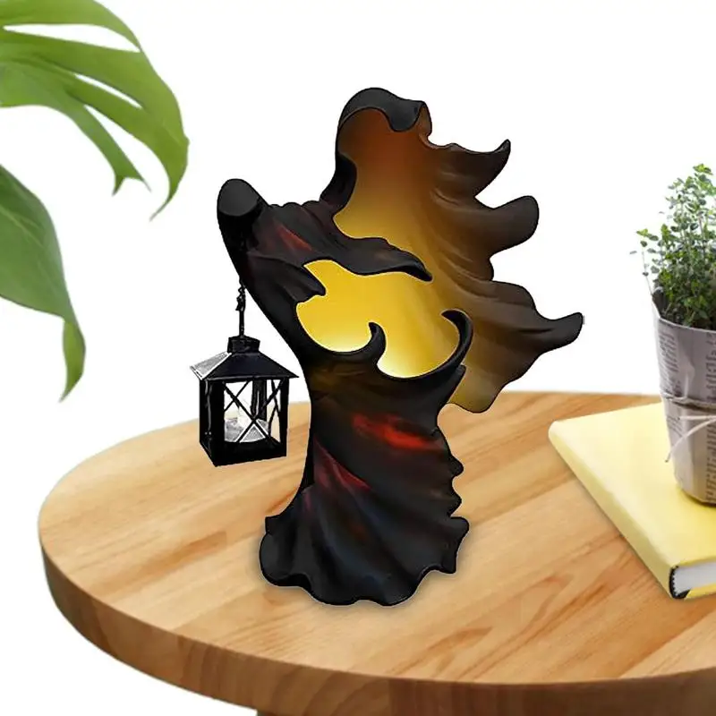 

Faceless Ghost Sculpture Resin LED Vintage Ghost Statue Decoration Halloween Decorations Scary Lanterns For Home Outside Yard