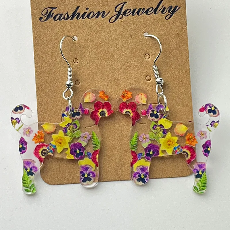 Забавные красочные серьги в форме цветка и животных классические модные