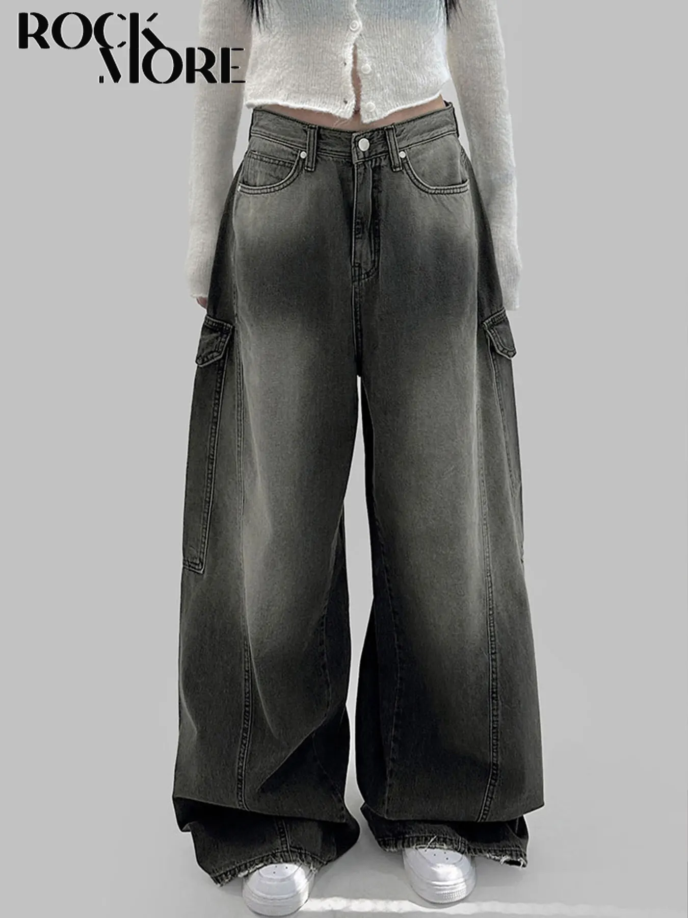 Rockmore уличная одежда джинсы на молнии повседневные свободные джинсовые брюки