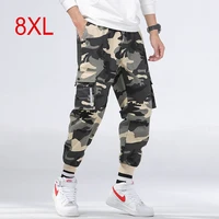 plus size m 8xl men pants slim camouflage pants pocket black cargo pants hiphop men harem pants for solid color 8 colors
