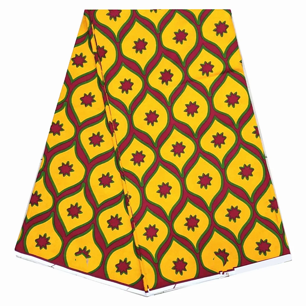 

Hot Sale Latest High Quality African Print Wax Fabric 100% Cotton Print Pagne Ankara Fabric for Women Dress 6yards H321-1