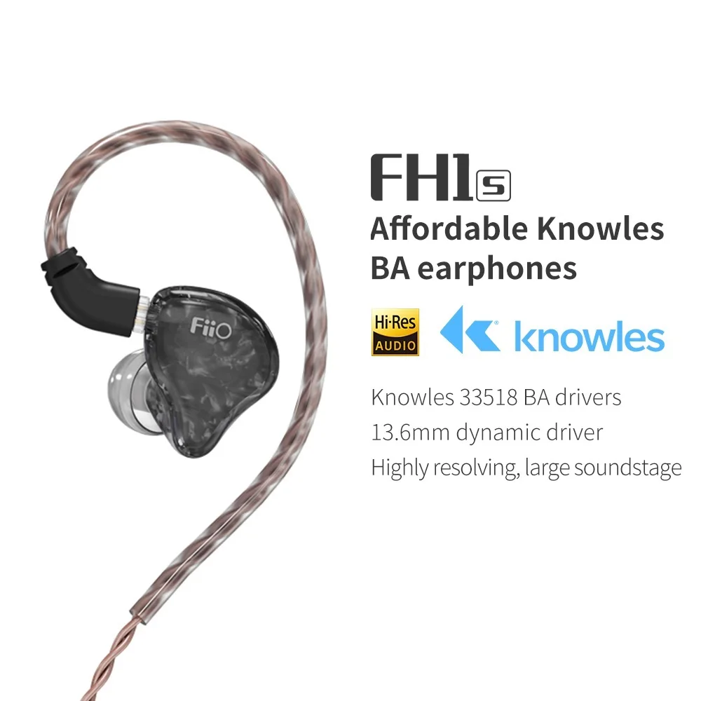 

Наушники-вкладыши FH1s Hi-Res 1BA + 1DD(Knowles 13,6 мм Dynamic) IEM со съемным кабелем 2Pin/0,78 мм для популярной музыки