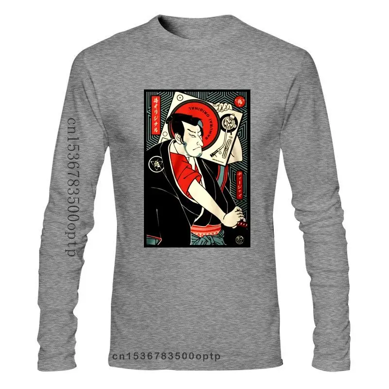 

Новая мужская одежда, оригинальная забавная черная футболка с самураем для диджея, мультяшная футболка, Мужская модная футболка унисекс, То...