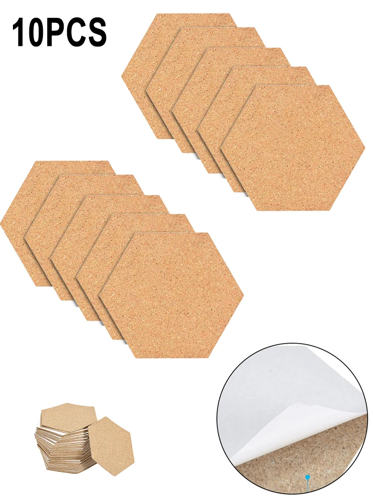 

Handy Hexagon Shape Dia Plain Natural Cork Coasters Drink Coffee Tea Cup Mats Table Pad For Home Office Kitchen