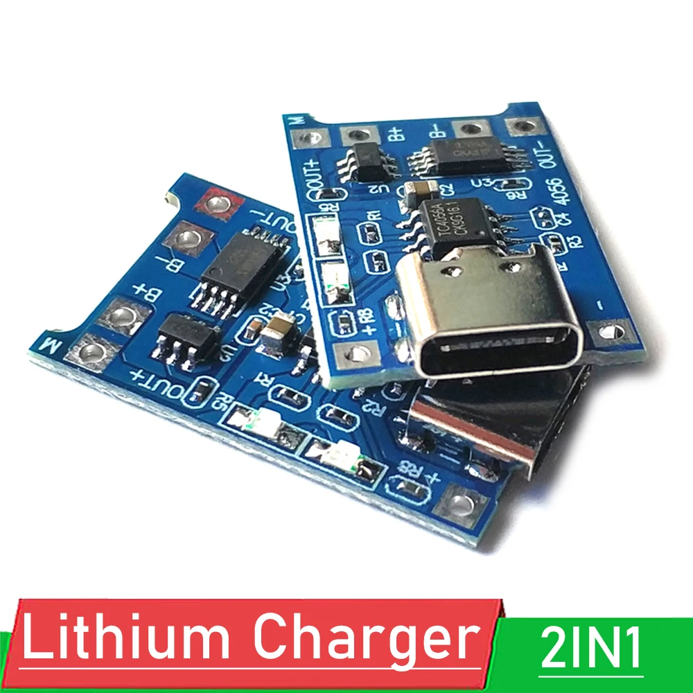

2IN1 Lithium Charger Charging Protection / Protection Board Combo Type-C USB TP4056 1A 1S 5V 3.7V 18650 Li-ion Lipo CELLS NEW