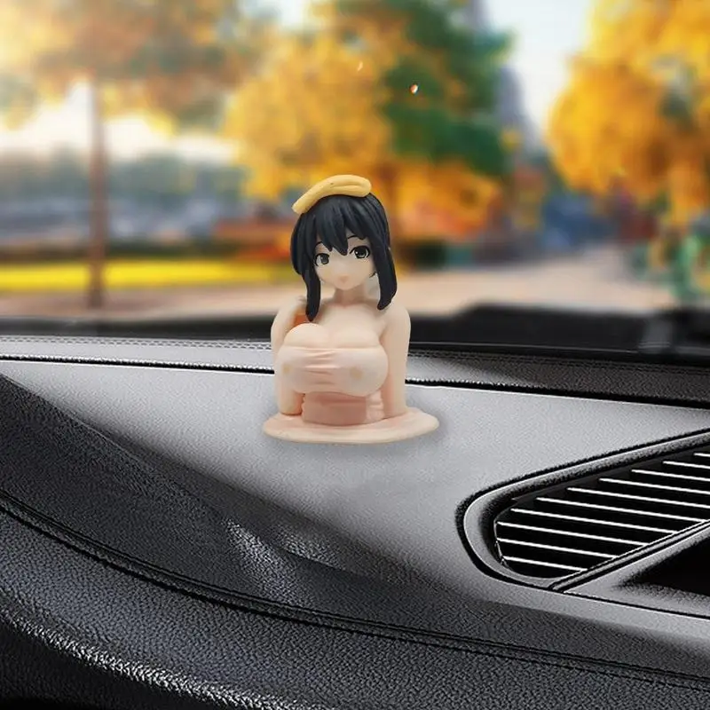 

Миниатюрный декор для приборной панели, аниме девушка с движущейся грудью Rem Soniko Ganyu Keli, модная красивая фигурка девушки, украшение для автомобиля