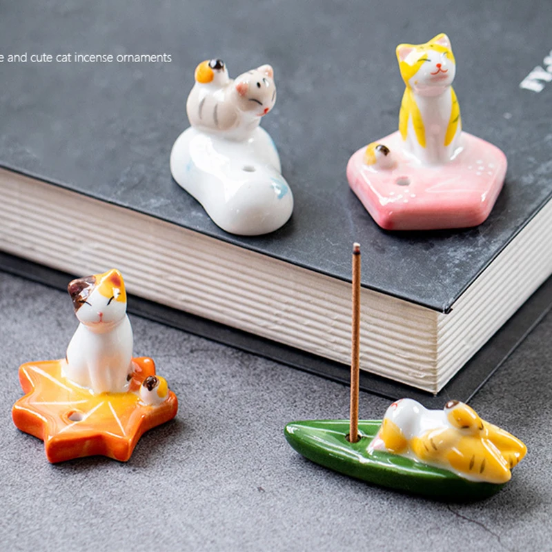 

1Pc Cat Ceramic Incense Holder Incense PlugIncense Censer High Incense Plug Creative Home Decoration Ornament Chopstick Rack
