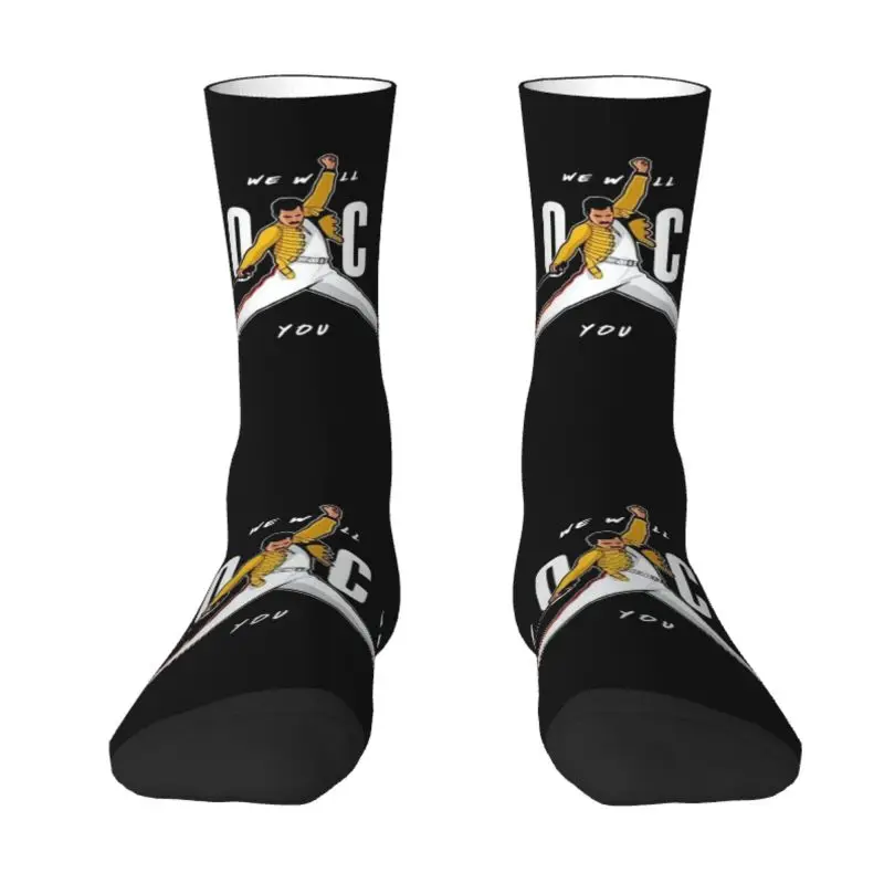 

Freddie Mercury British Singer Men's Crew Socks Unisex Funny 3D Printing Rock Band Dress Socks