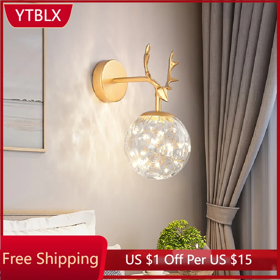 

Nordic Led Antler Wall Lamp Living Room Bedroom Background Wall Light Corridor Aisle Attic Bedside Lamps Home Decoration Fixture
