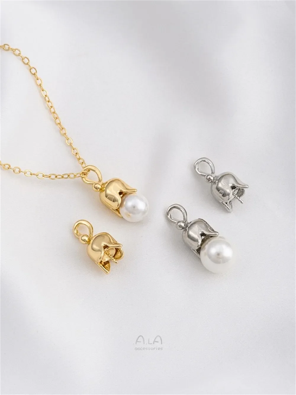 14 К Золотой колокольчик Орхидея Подвеска из бисера с полуотверстием в виде