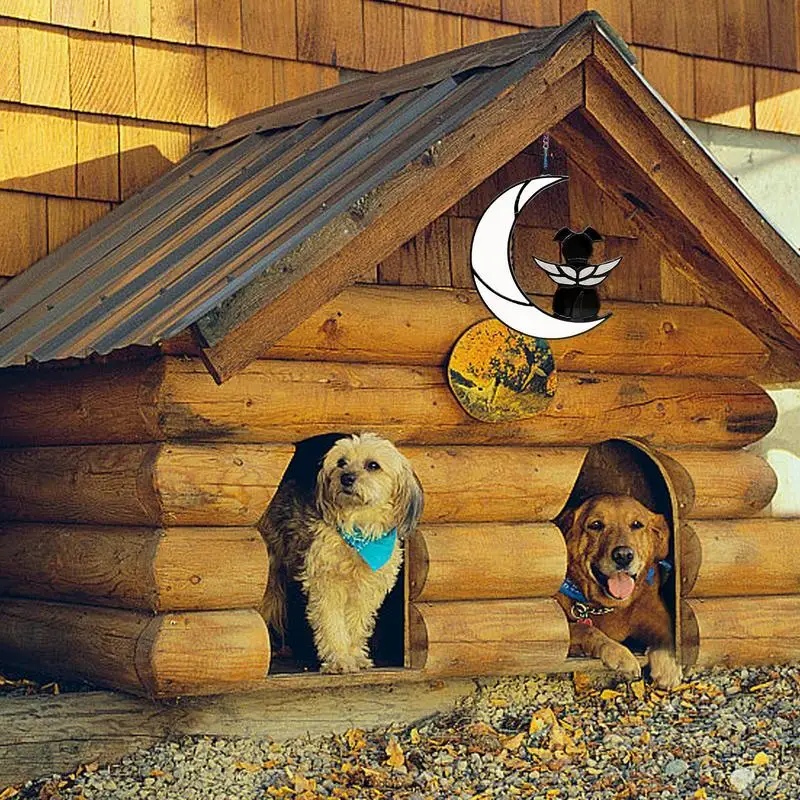 Витраж подвесная панель для окна собака на Луне подвесное украшение гостиной в