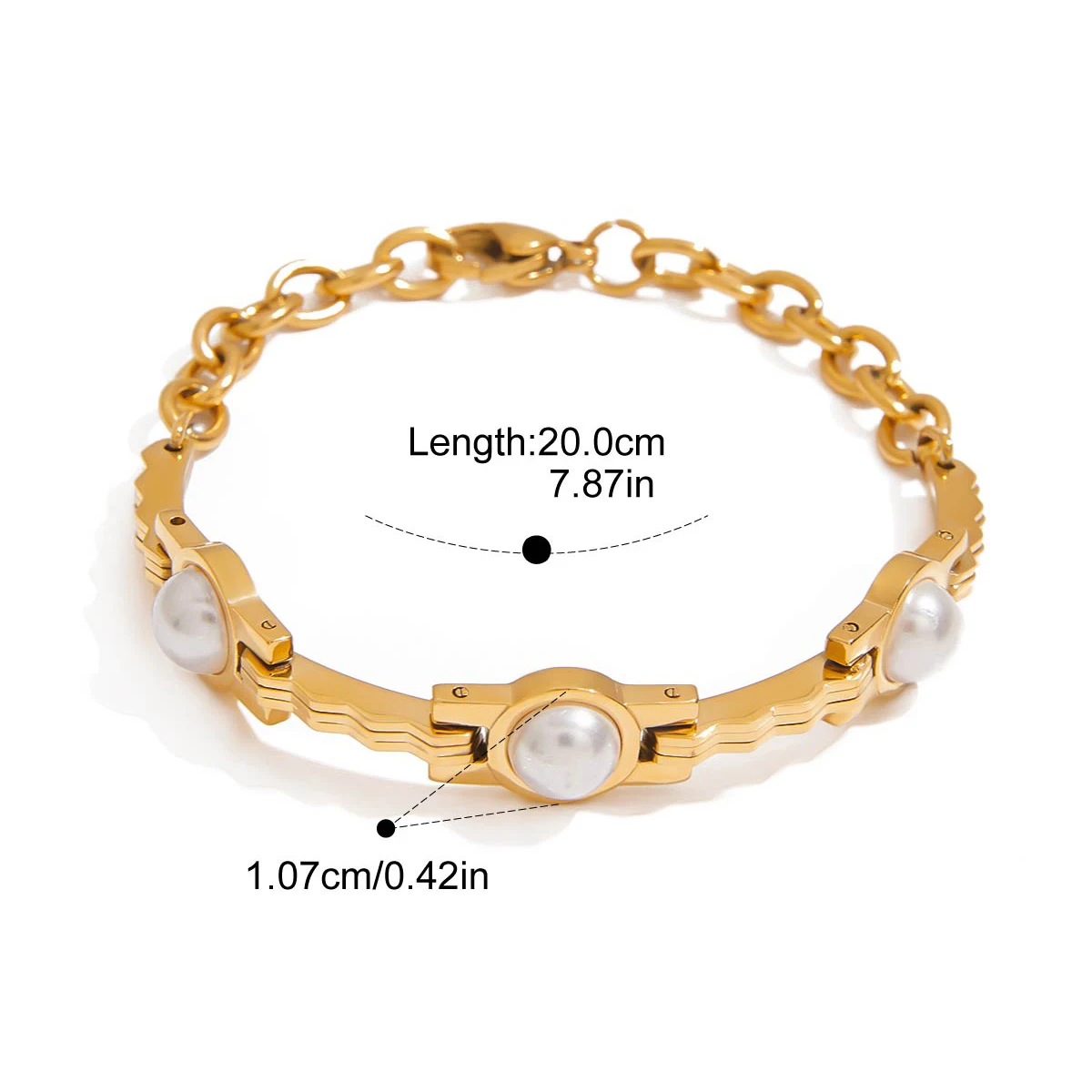 Yori классический французский простой браслет-цепочка с жемчугом и PVD-покрытием