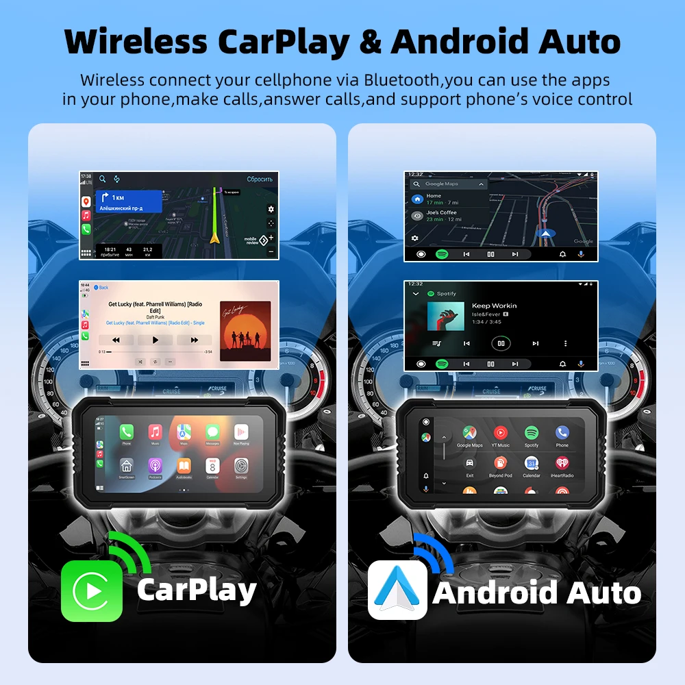 EKIY MTC03 6 25 водонепроницаемый экран для мотоцикла Apple Carplay портативный беспроводной