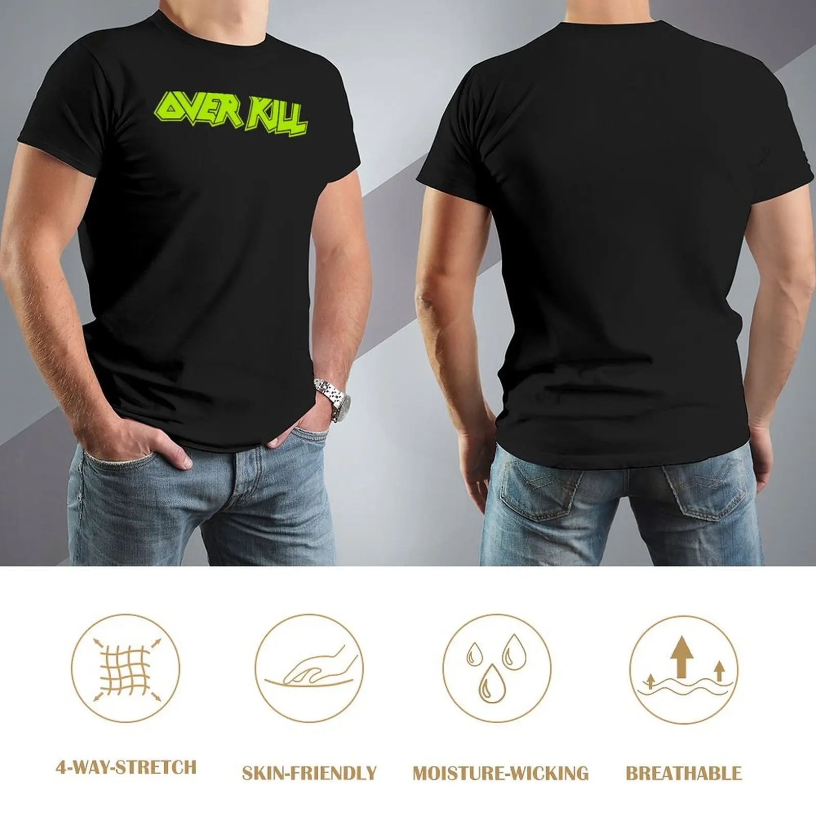 Overkill (прозрачная) зеленая футболка с короткими рукавами мужская тренировочная