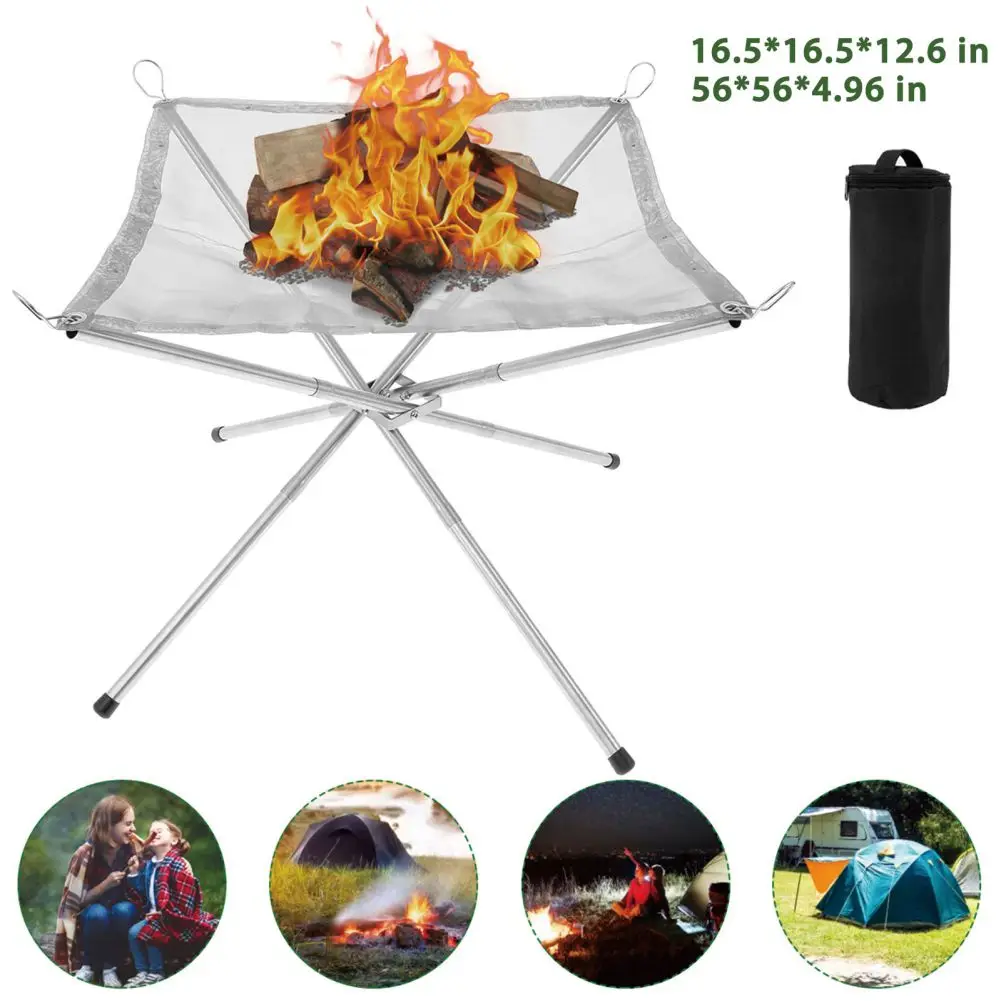 

Outdoor Fire Pit Grill Collapsible Campfire Fireplace Outdoor Wood Heater For Picnic BBQ Camping Hiking Cookware Grill