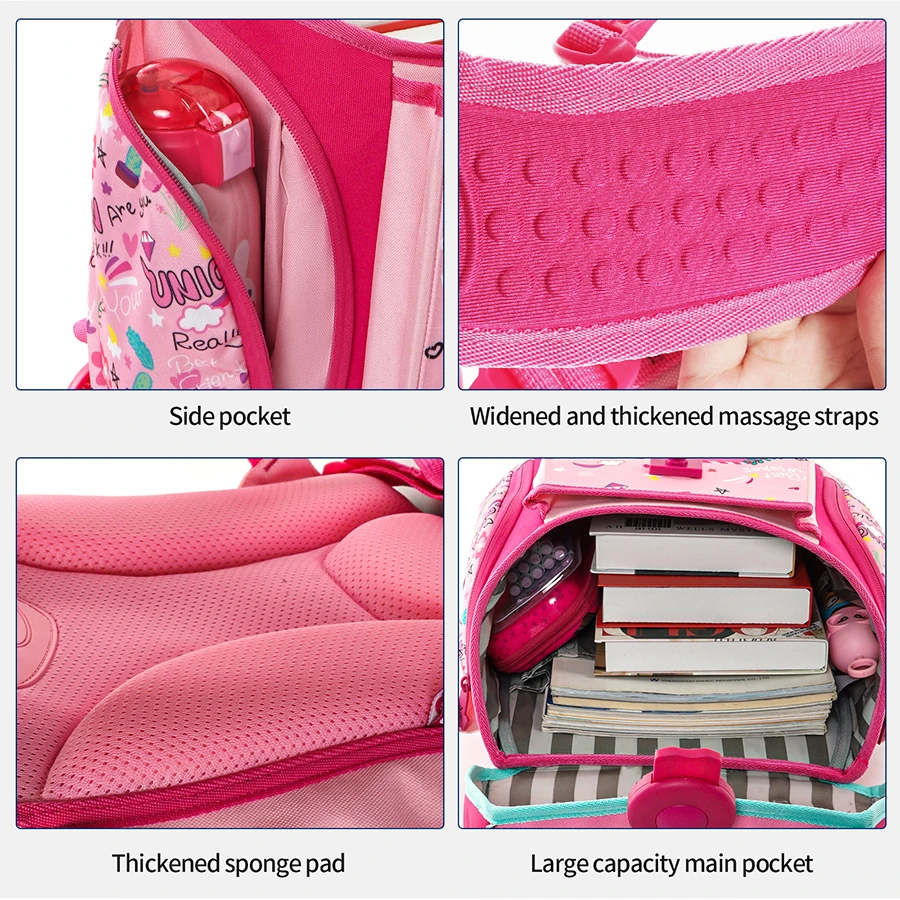 Kids Brand Cartoon Unicorn School Bags for Girls 3D Orthopedic Backpack Children Fashion Pink Schoolbag Satchel Mochila Infantil