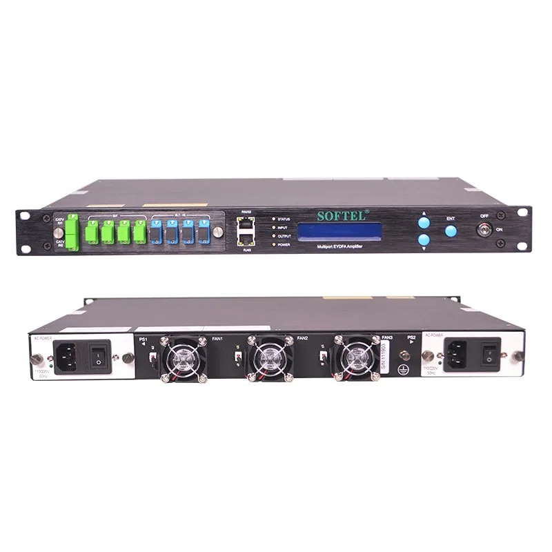 

1550nm 1 or 2 Inputs & 4 Output CATV EDFA 22dBm Fiber Amplifier with WDM and Built-in 2x1 Optical Switch