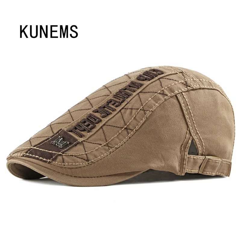 

KUNEMS Fashion Cotton Newsboy Hat British Retro Berets Boina Casual Hats for Men Decorate Dad Caps Four Seasons Flat Cap Gorras