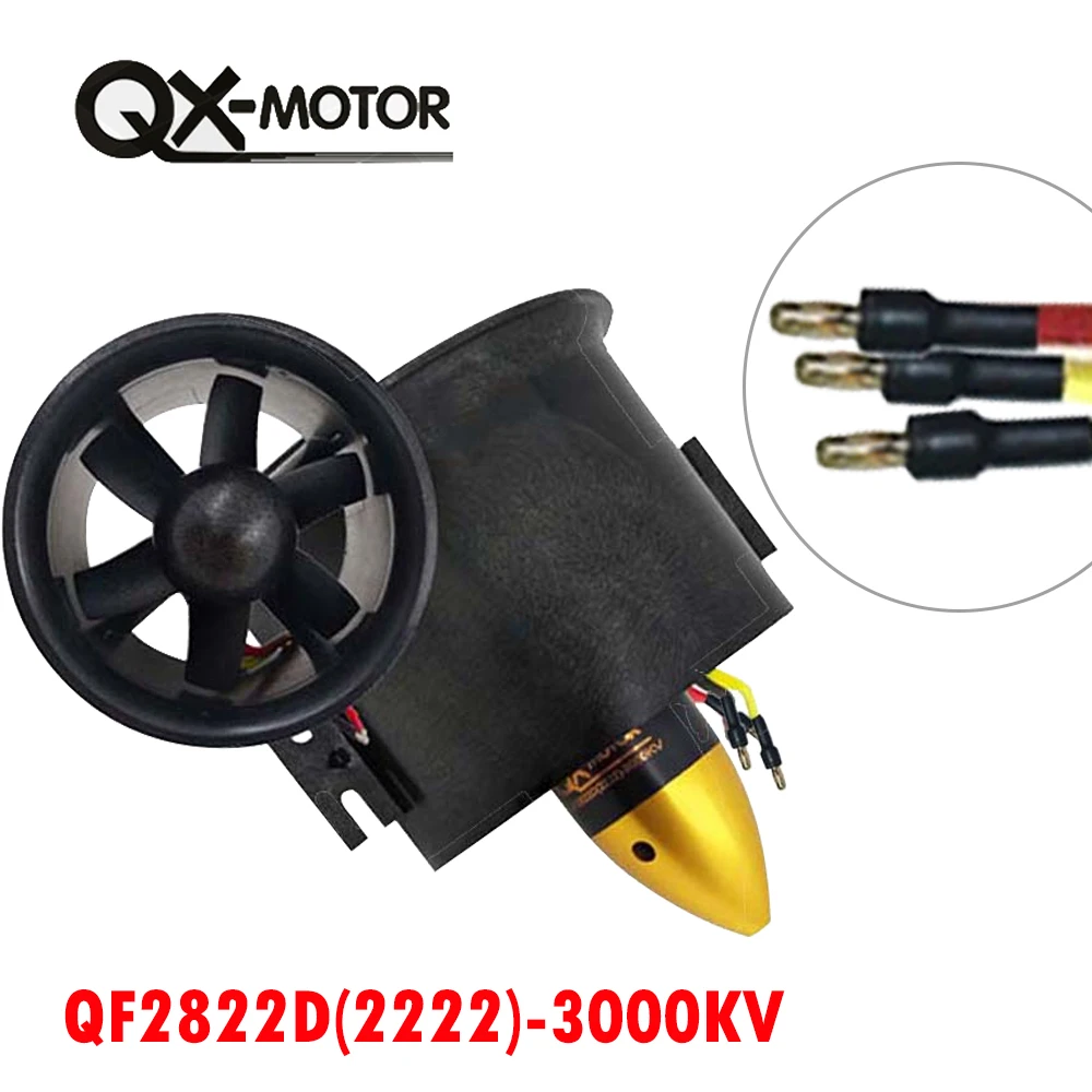 

QX-MOTOR 70mm EDF QF2822 3000KV Brushless Motor 6 Blades Ducted Fan FOR FMS RC Airplane Ducted Fan Plane DIY Parts