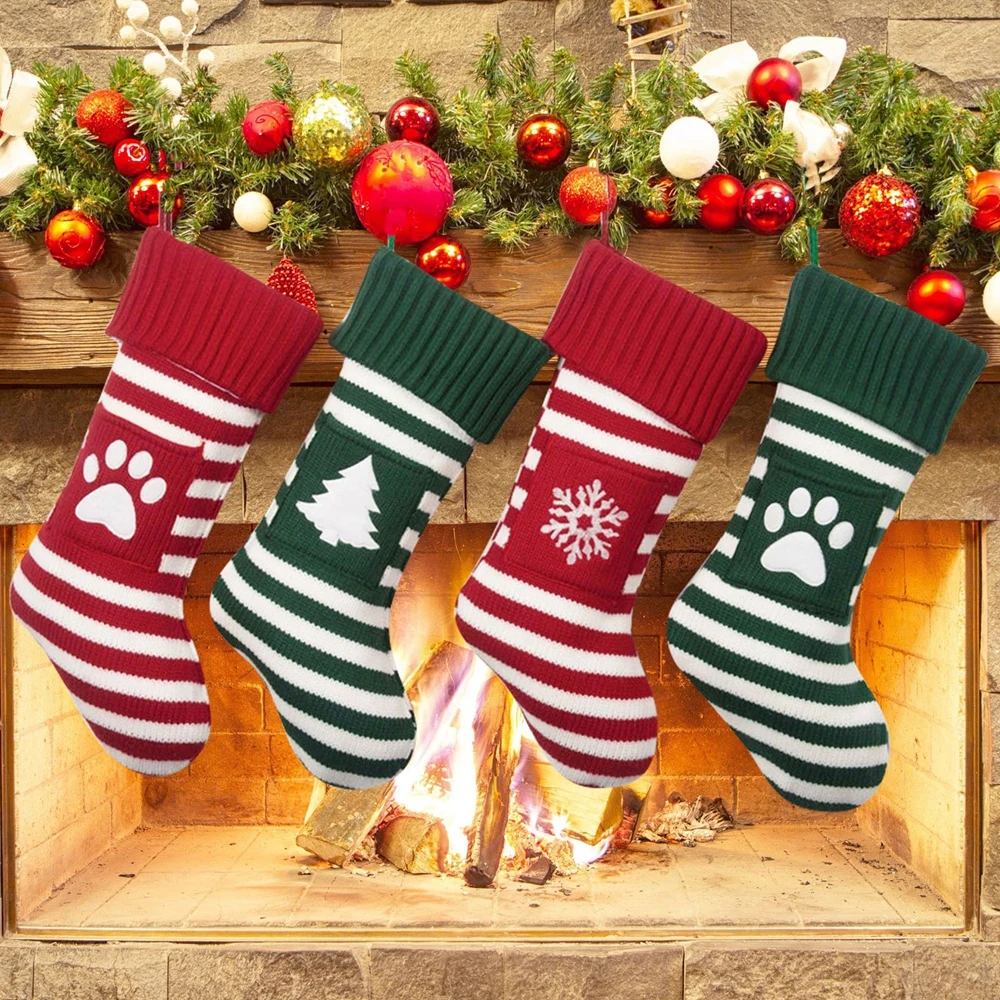 

Рождественская модель, Рождественская Подарочная сумка, украшение для камина, вязаные носки с Санта-лосем, Рождество, Новый год