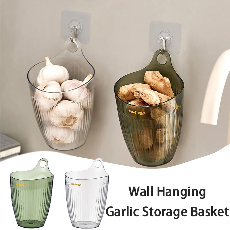 

Wall Hanging Garlic Storage Basket Kitchen Ginger Onion Chili Organizer Spice Storage Container Cosmetics Storage Box Punch Free