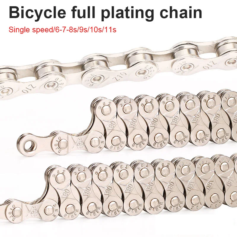 

Bicycle Chain 6 7 8 9 10 11 Speed Silver Half Hollow Mountain Road Bike Chains Part Ultralight 116 Links Bike Part Accessories