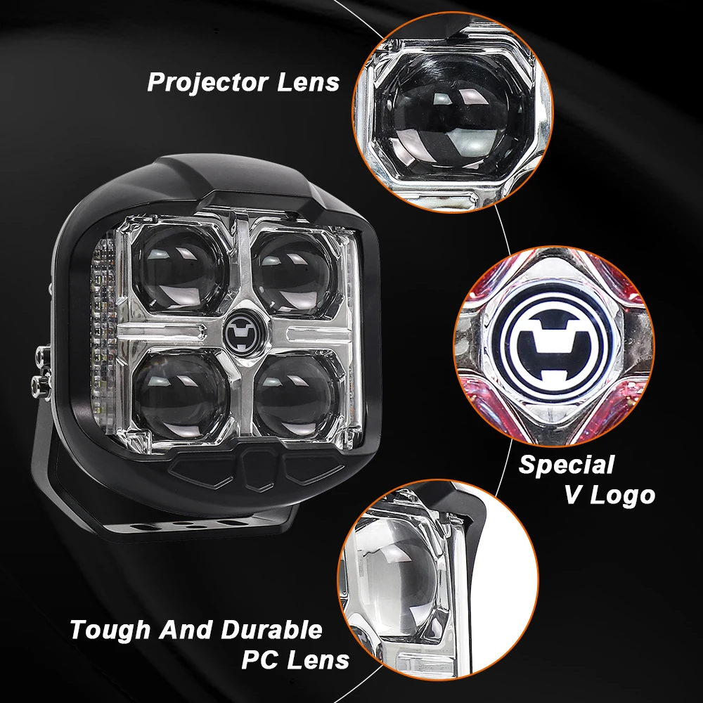 POVTOR 6-дюймовый светодиодный рабочий фонарь боковой шутер вспомогательный DRL