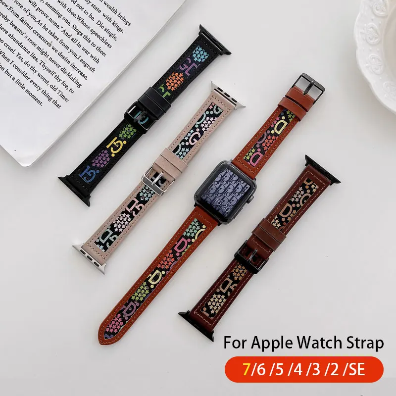 

Ремешок нейлоновый кожаный для Apple Watch 40 мм, браслет для iwatch Band 41 мм 45 мм 44 мм, Apple Watch Series 7 6 5 4 SE 42 мм 38 мм