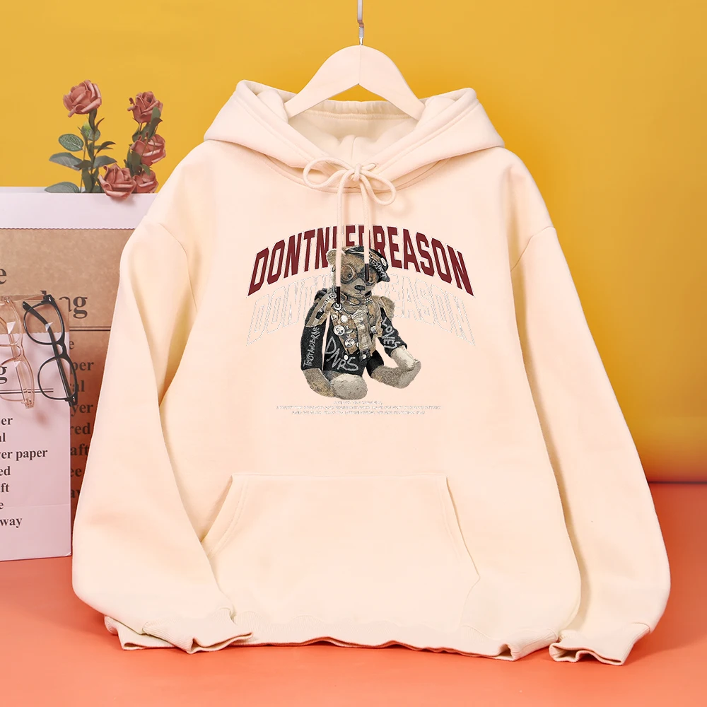 

Don'T Need Reason Scientist Teddy Bear Print Women Hoody Fashion Soft Sweatshirt Casual Fleece Hooded Autumn fur-liner Clothes