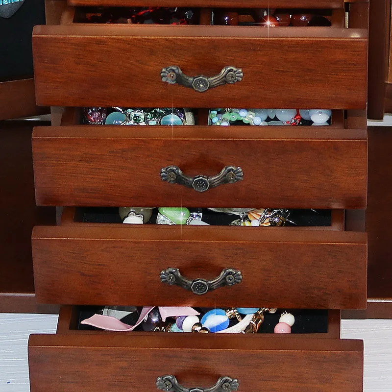 Han Mike Chinese Retro Solid Wood Jewelry Storage Box Ornament Necklace Bracelet Collection Box Valentine Gift