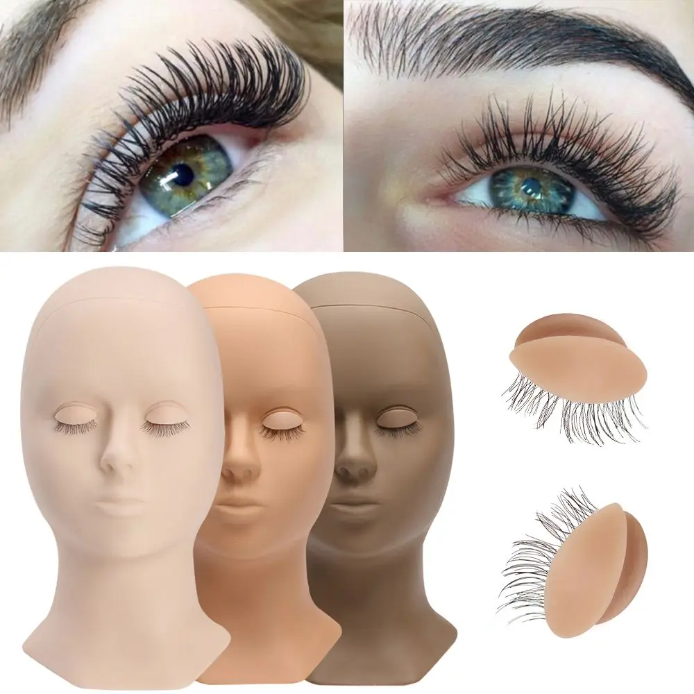 

Lifelike Real Skin Training Mannequin Head Lashes Extension with Removable Eyelids Soft-Touch Silicon Practice Head Kit