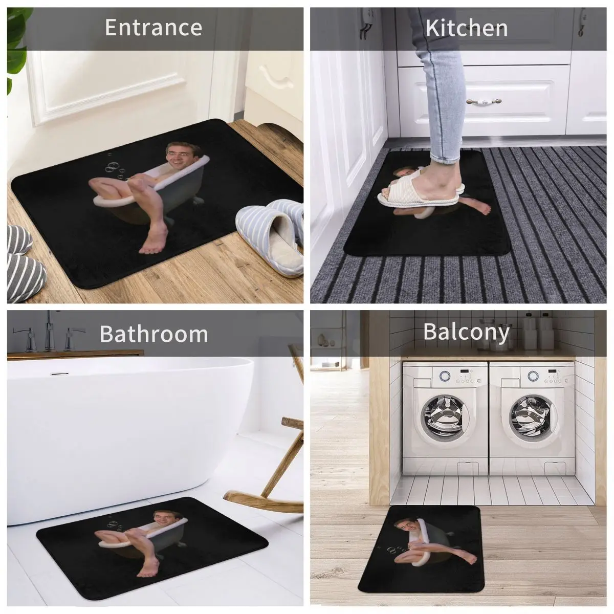 

Nicholas Cage Taking A Bath Bath Door Floor Mat Anti-slip Rug Carpet Entrance Living Room Home Kitchen Durable Flannel Bedroom