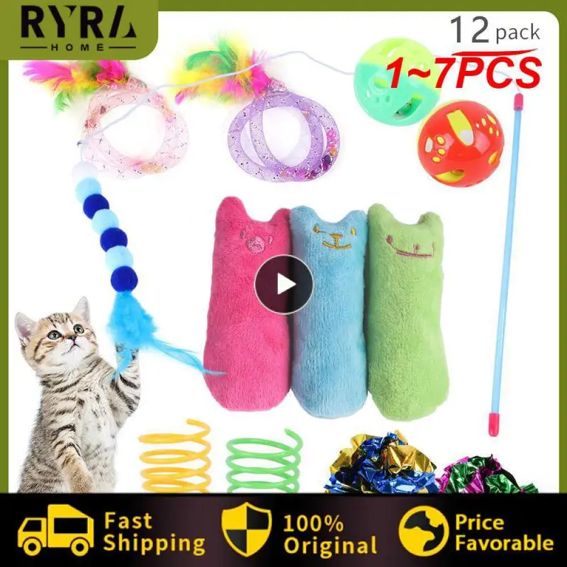 

1~7PCS Teeth Grinding Catnip Toys Funny Interactive Plush Cat Toy Pet Kitten Chewing Vocal Toy Claws Thumb Bite Cat mint For