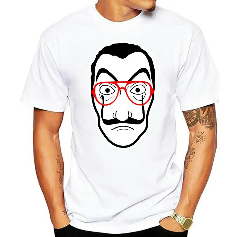 

The Paper House Dali Mask Hipster Glasses Men T Shirt New Fashion Men T-shirts Short Sleeve