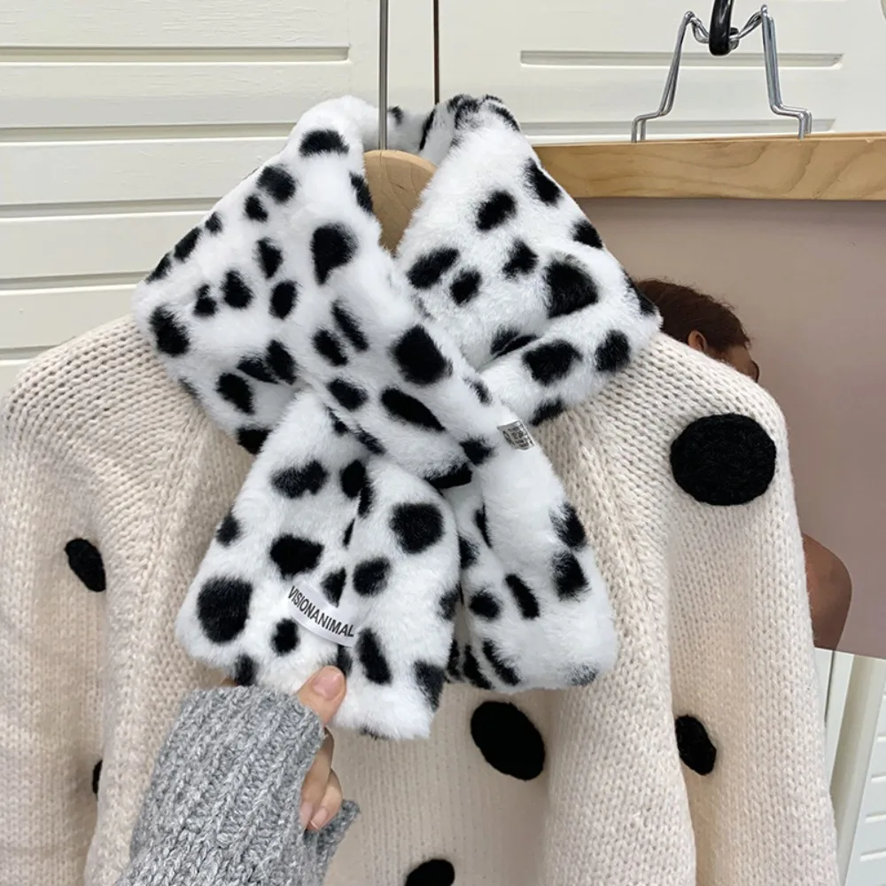 Модный шарф из искусственного кроличьего меха с воротником утолщенный пушистый